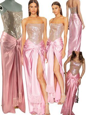 🆕 BRONX & BANCO 🧿 NWOT Gina Sequin-Embellished Gown, Pink & Nude - Sz M US 6